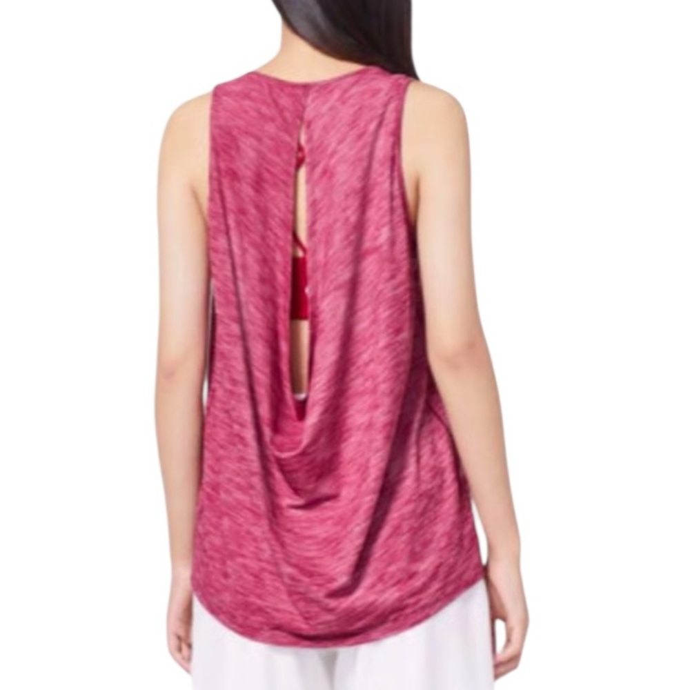 LULULEMON Low Key Tank Top Heathered Ruby Red Sleeveless Top Approx M / L